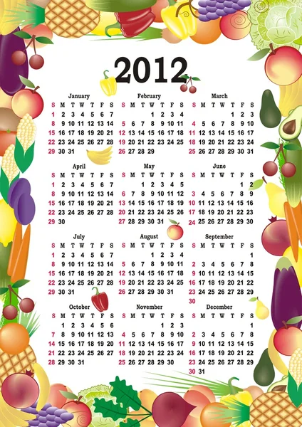 Векторный календарь 2012 в красочной рамке — стоковый вектор