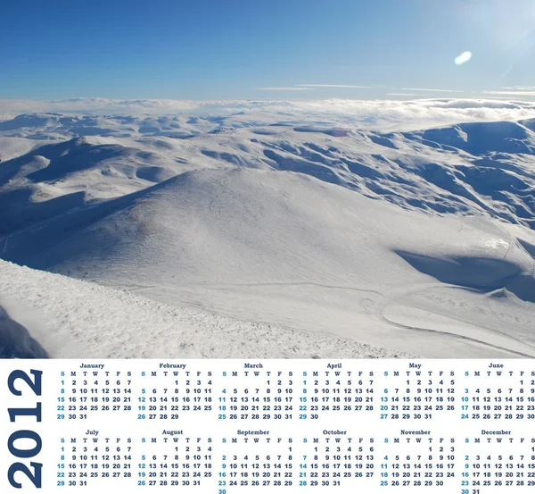 Calendário 2012 com vista para as montanhas de neve na Turquia Palandoken Erzurum ski — Fotografia de Stock
