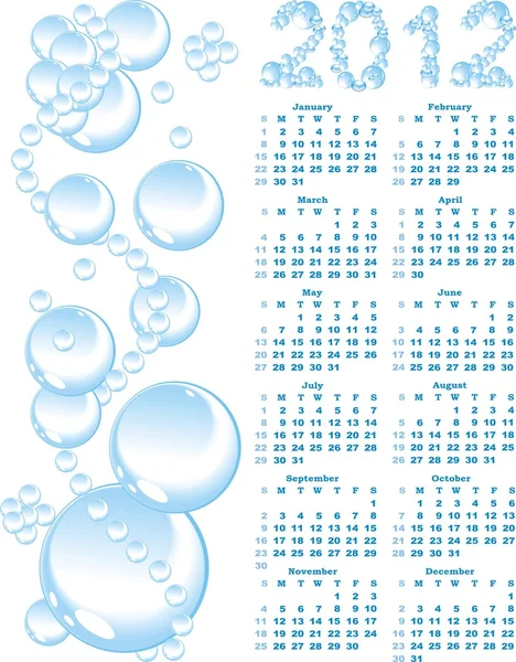 カレンダー 2012年青い泡の背景のベクトルします。 — ストックベクタ