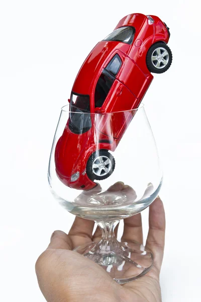 Mobil merah dalam kaca — Stok Foto