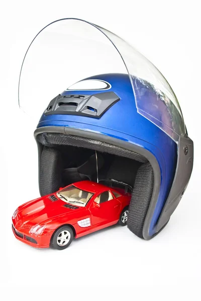 Sport car and helmet — Stock Photo, Image