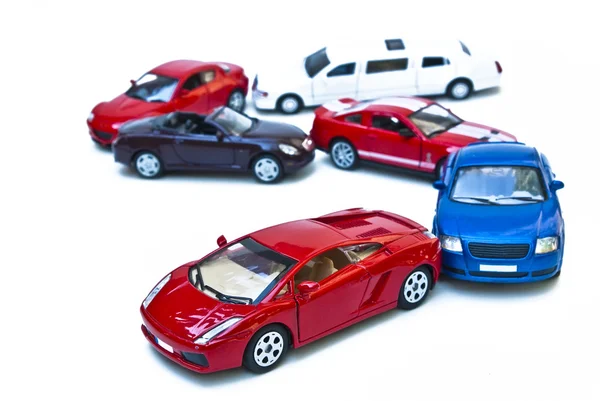 Seks fargede modeller av bil – stockfoto