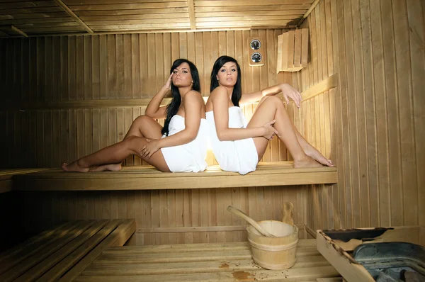 stock image Young Women in sauna