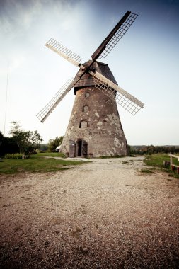 Traditional Old dutch windmill in Latvia clipart