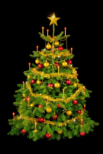 Precioso árbol de Navidad en negro —  Fotos de Stock