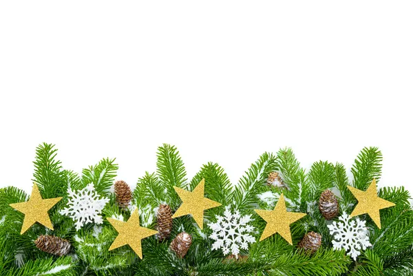 Decorated fir twigs with lots of copyspace — Stock Photo, Image
