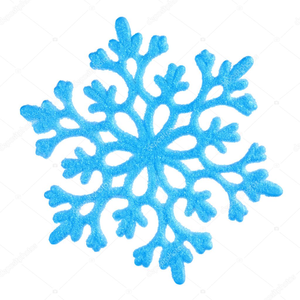 Single blue snowflake on white