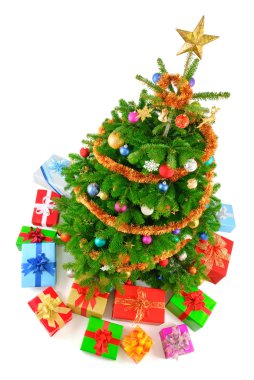 Top view of colorful Christmas tree clipart