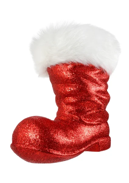 Santa's rode boot op wit — Stockfoto