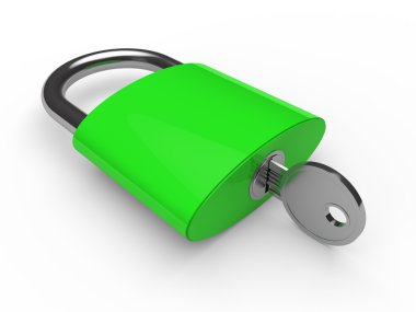 3d padlock green clipart