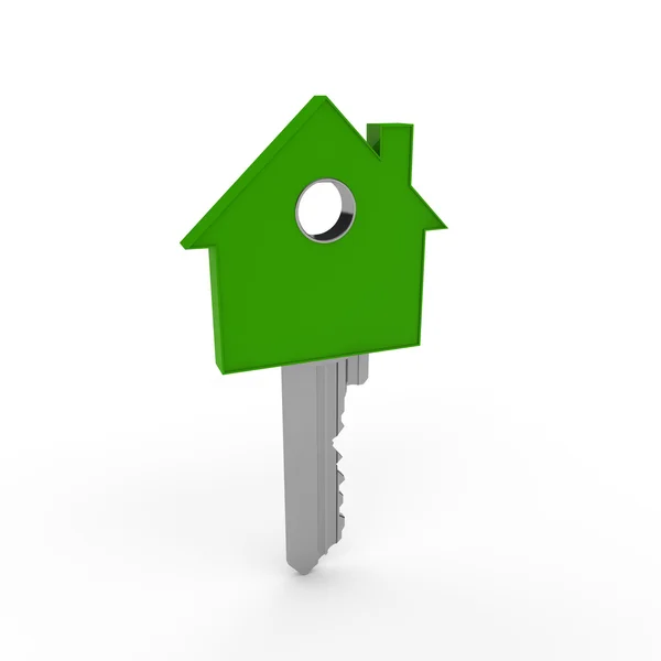 3D Зеленый ключ дома дом — стоковое фото