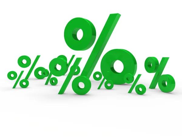 Porcentaje de venta verde 3d — Foto de Stock