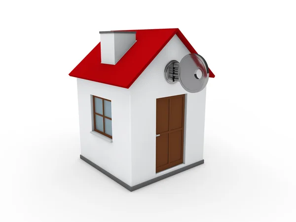 3D domu klucz czerwony — Zdjęcie stockowe