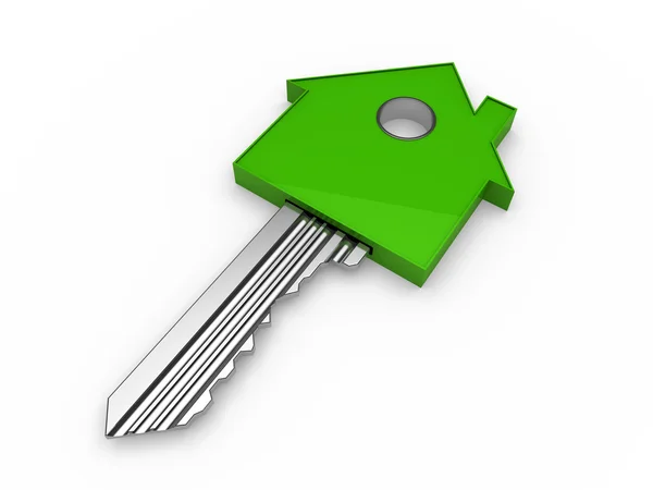 3D anahtar ev ev yeşil — Stok fotoğraf