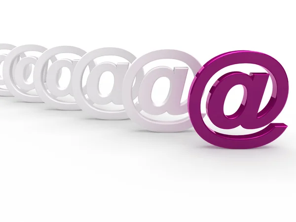 3d lila weißes E-Mail-Zeichen — Stockfoto