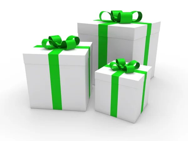 3d caixa de presente verde branco — Fotografia de Stock