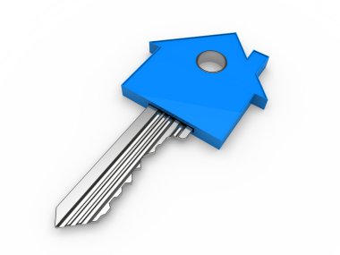 3d key home house blue clipart