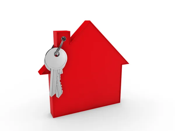 3D σπίτι κλειδί κόκκινο — Φωτογραφία Αρχείου