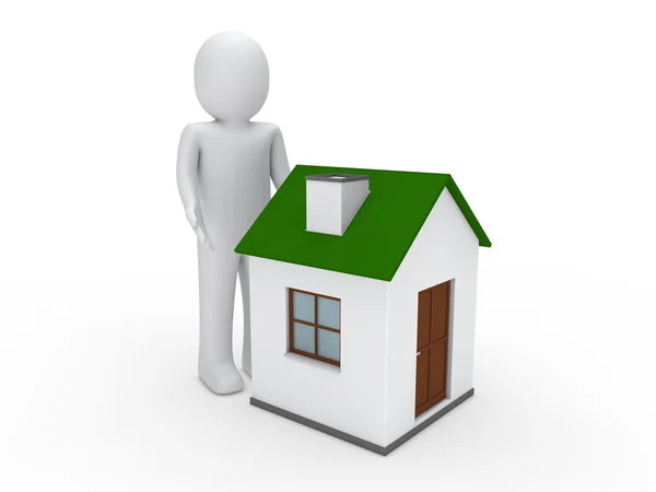 3D-man huis groen — Stockfoto