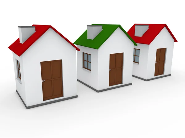 3D дома дома красный зеленый — стоковое фото