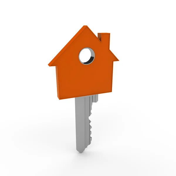 3d home key orange — Stock Photo, Image