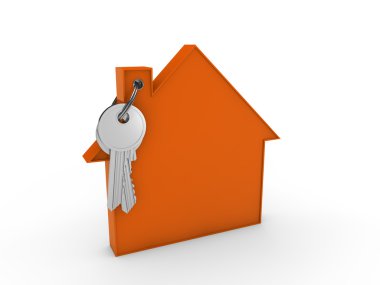 3d house key orange clipart