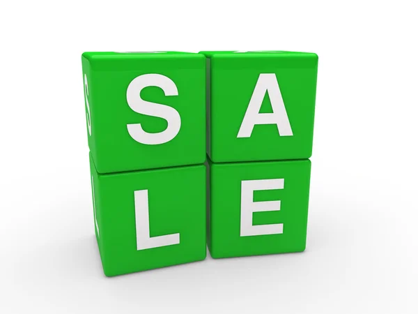 3d sale cube green — Stock Photo, Image
