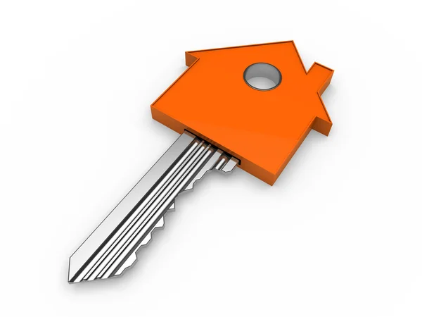 3D anahtar ev turuncu — Stok fotoğraf