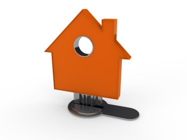 3d home key house clipart