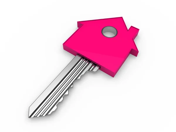3D Schlüssel Haus rosa — Stockfoto