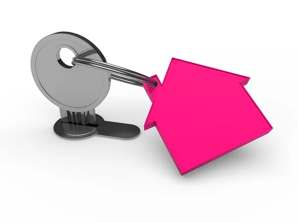 3D klucz różowy dom — Zdjęcie stockowe