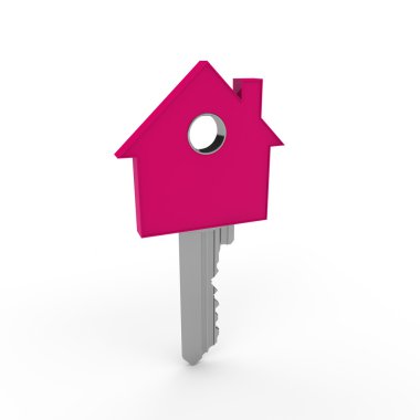 3d home key pink clipart
