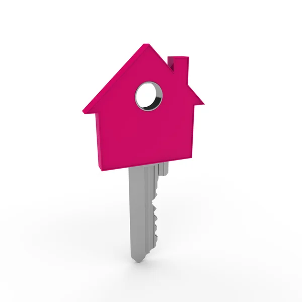 3D домашний ключ розовый — стоковое фото