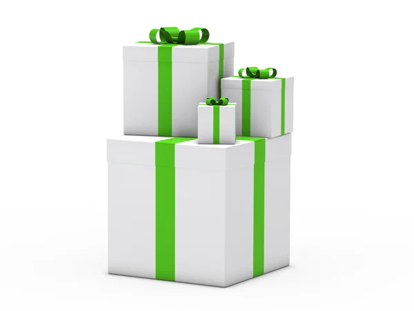 3D gåva jul grön vit — Stockfoto
