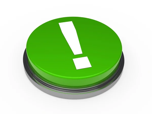 3 d の緑ボタン感嘆符 — ストック写真
