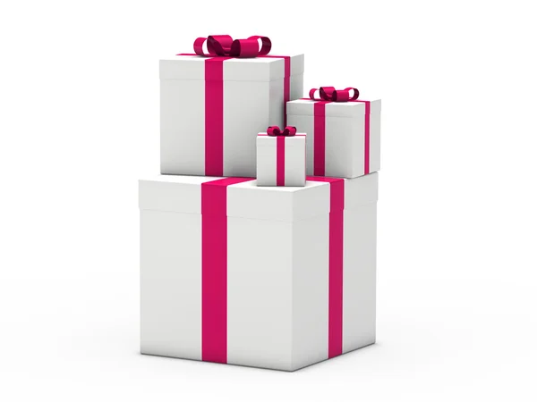 3d Geschenk Weihnachten rosa weiß — Stockfoto