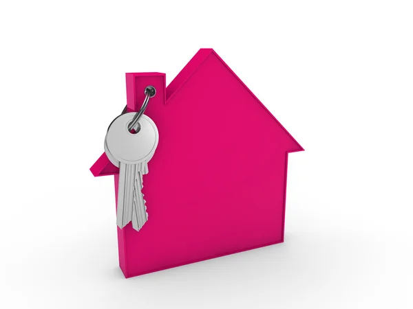 3d ключ будинку рожевий — стокове фото