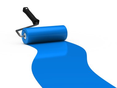 3d paint roller blue clipart