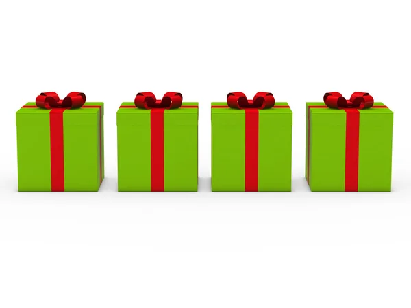 3d caja de regalo verde rojo —  Fotos de Stock