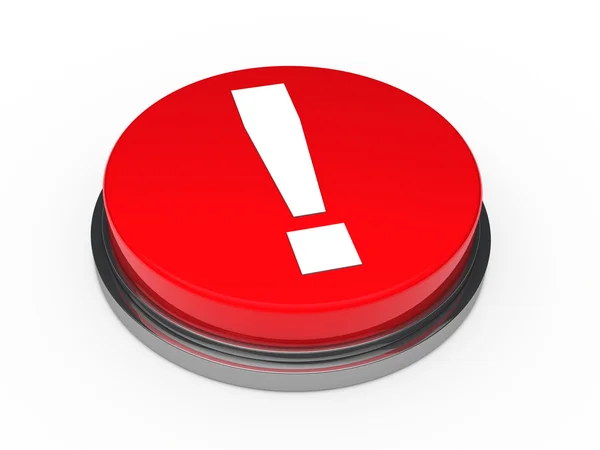 3d red button exclamation mark — Stock Photo, Image