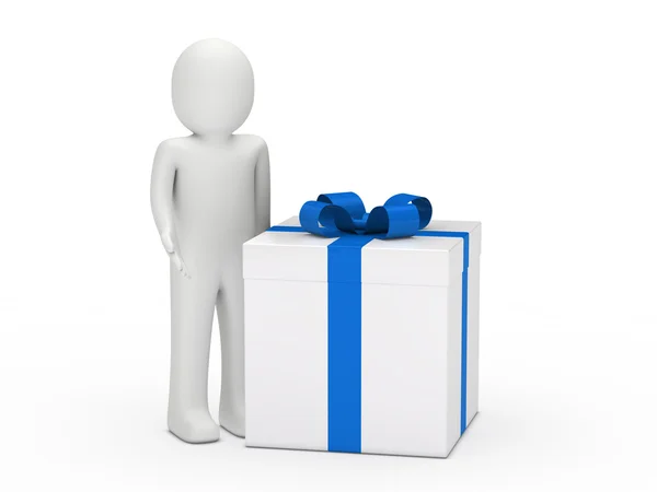 3d man gift box — Stock Photo, Image
