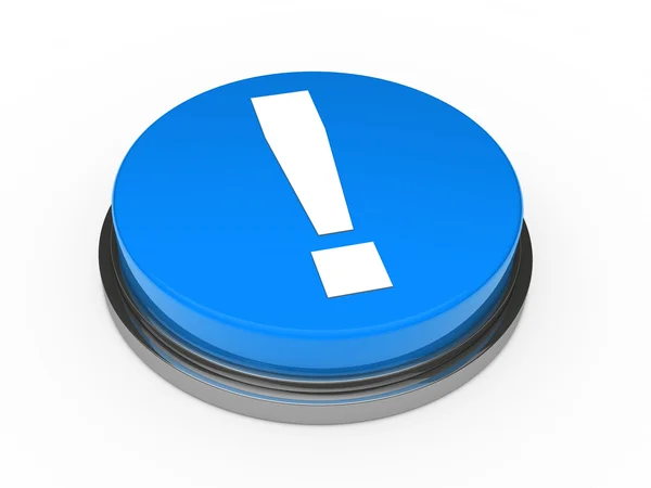 3d blue button exclamation mark — Stock Photo, Image