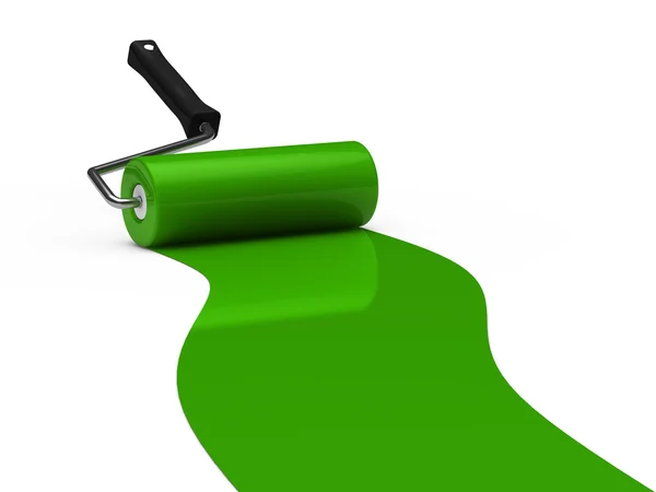 3d краска ролик зеленый — стоковое фото