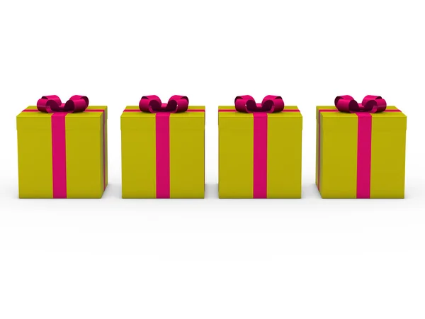 3d caja de regalo de oro rosa —  Fotos de Stock
