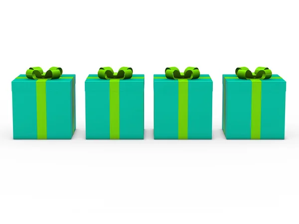 3d caixa de presente azul verde — Fotografia de Stock