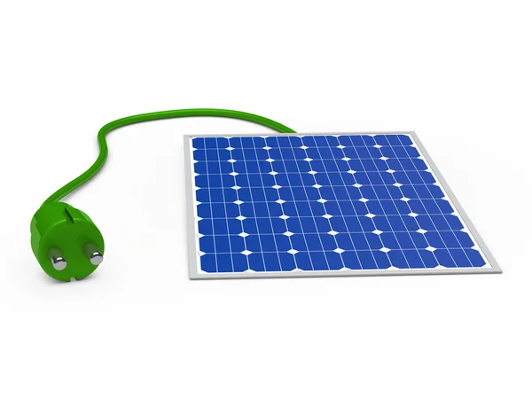 3d panel solar con enchufe verde — Foto de Stock