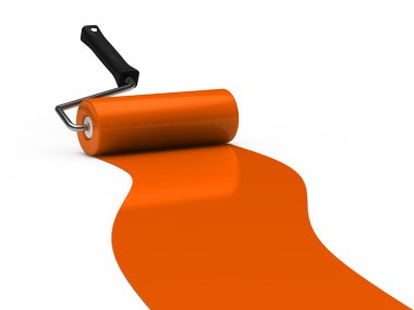 3d paint roller orange clipart