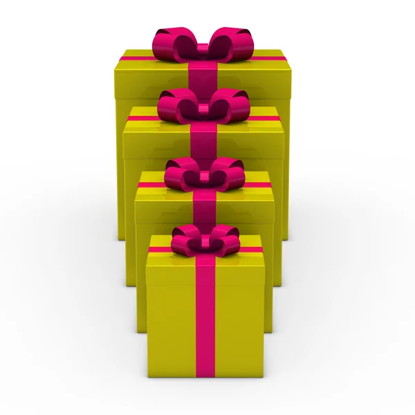 3D grünes Geschenk klein bis groß — Stockfoto