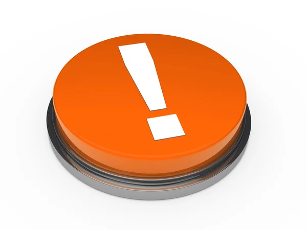 3d orange button exclamation mark — Stock Photo, Image
