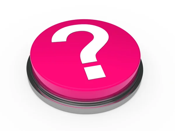 3 d ピンクのボタン疑問符 — ストック写真